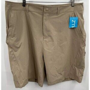 Gillz Mens Extreme Bonded Shorts Beige Fishing Nylon‎ Blend Stretch Shorts XL
